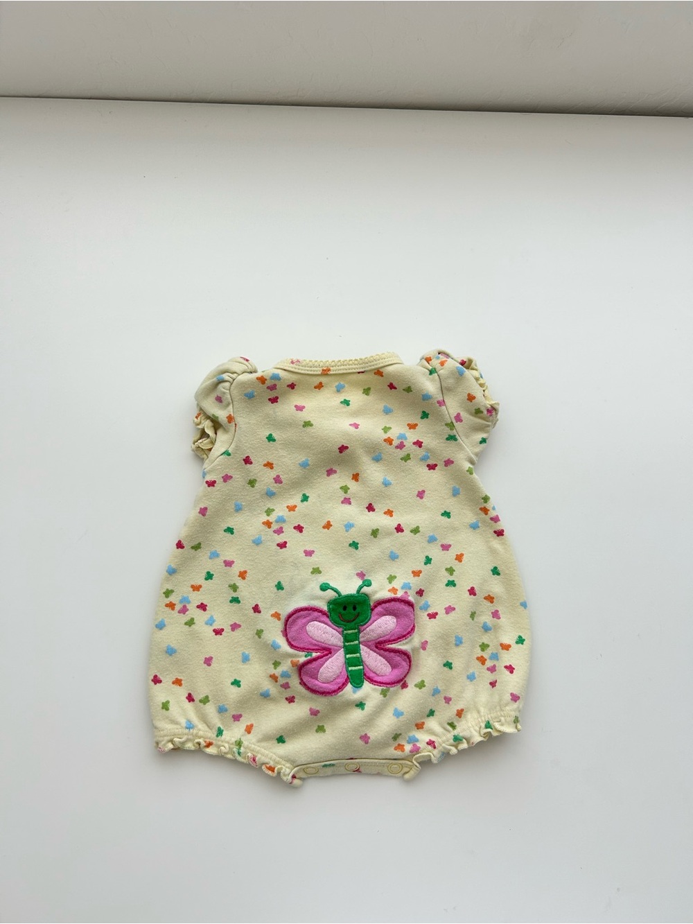 Cream Baby Butterfly Embroidered Romper with Colorful Confetti